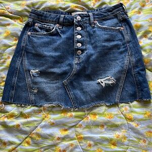 We The Free/ Free People Denim Button Fly A-Line Mini Skirt Size 28/6